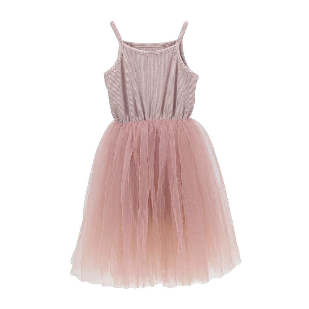 Baby Girl Tutu Dress Toddler Kids Sleeveless Tulle Casual Birthday Party Dresses Princess Sundress (3T, Dusty Pink)
