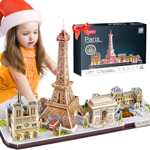 CubicFun Puzzle 3D LED Par&iacute;s Cityline Maquetas para Construir Adultos Puzzles en 3D Kits de...