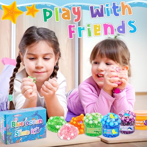 Eutionho Schleim-Set 5 Stück Crystal Slime Kit Ocean Clear Slime