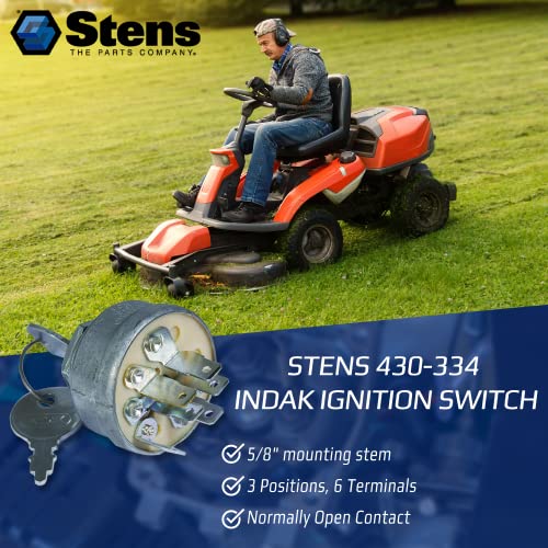 Stens 430-334 Indak Ignition Switch - Starter Switch Replaces Exmark 109-4736, 103-0206, 88-9830, 104-2541, Toro 88-9830, 104-2541, 103-0206, 109-4736, Equipment Keys Master Set, Lawn Mower Parts Grey #TOP1