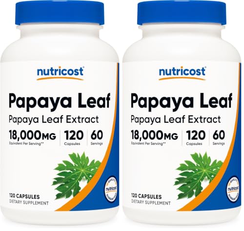 Nutricost Nutricost Papaya Leaf Extract 120 Capsules for 60 Servings Per Bottle - Vegan, GMO-Free, Gluten Free (Pack of 2) sold by Nutricost - Amazon Seller - US