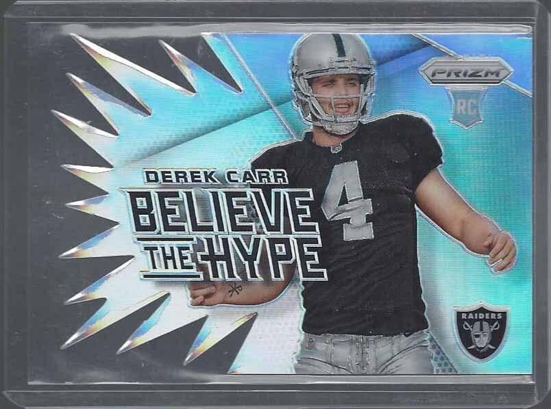 Derek Carr 2014 Panini Prizm Believe The Hype Silver Prizms Die Cut Rc #15 - Football Cards