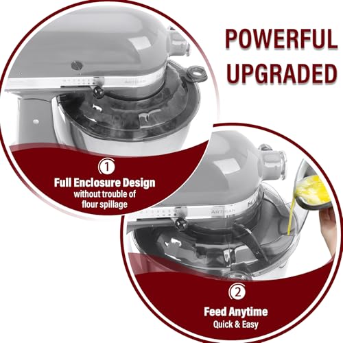 Image of Pouring Shield for KitchenAid Tilt Head 4.5-5QT Stainless Steel (Only),Safety Pouring Shield,Splatter Guard for kitchenaid mixer bowl,Kitchen Aid Stand Mixers (Transparent Grey, for 4.5-5 QT)