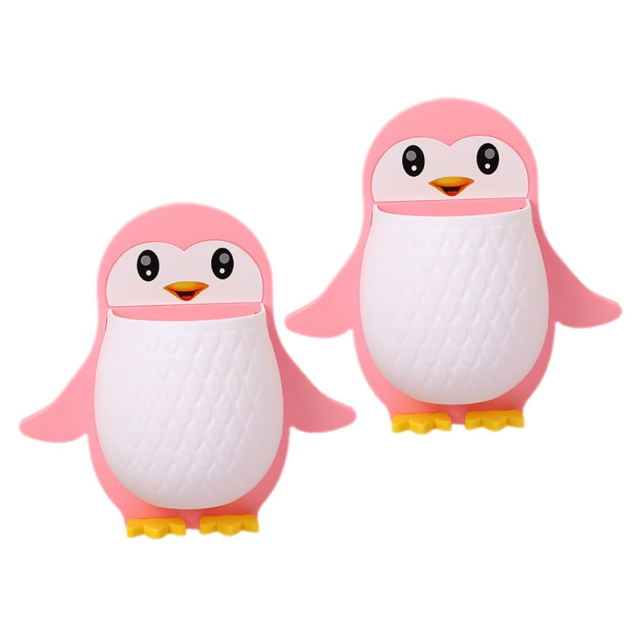 Polished Multi-Functional Wooden Desk Organiser, Pen Stand/Pencil Stand with Drawer, Stationery Stand for Office and Students use – Mobile Holder for Desk (2 Pcs, Penguin Stand)