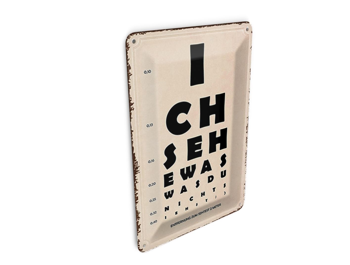 Femer Tin Postcard with German Text "Ich sehe was du nicht siehst" [German Language] 10 x 14
