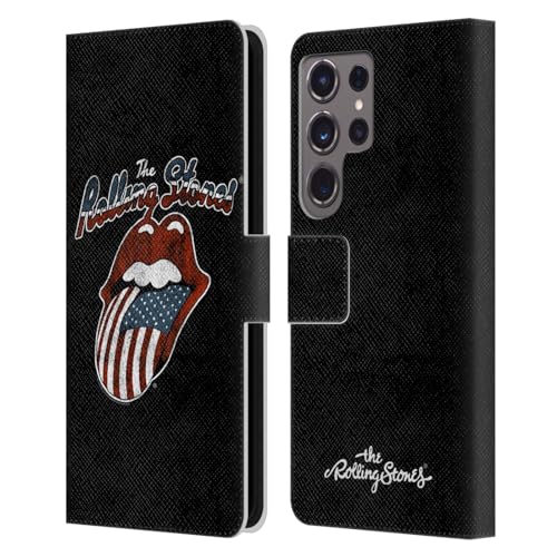 Carcasa de cuero The Rolling Stones para Galaxy S24 Ultra con ranuras de tarjetas y cierre total