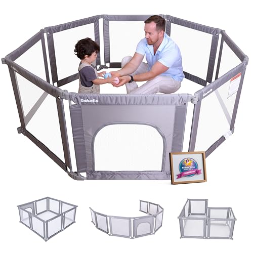 Babelio Foldable Playpen for Babies and Toddlers- Adjustable Shape &amp; Area, Playpen with Zipper Gate, Portable Baby Fence for Indoor &amp; Outdoor, Multi-Functional Baby Play Yard