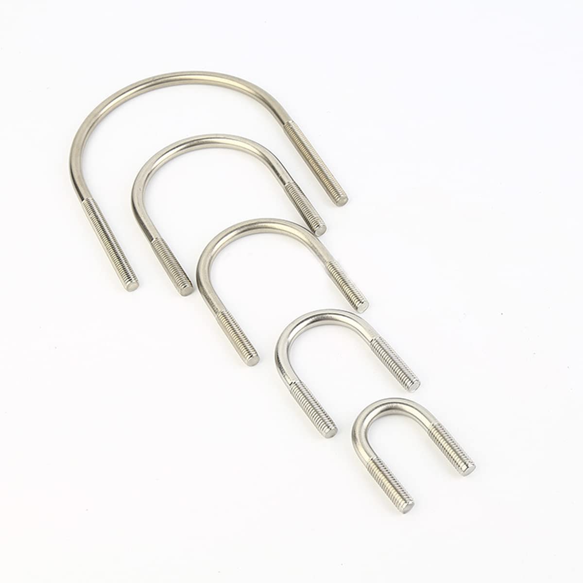 Unifizz Round U Bolt kit 304 Stainless Steel U-Shaped Screw Stainless Steel for Fixing Pipe Clamp M12 x 42 5Pcs