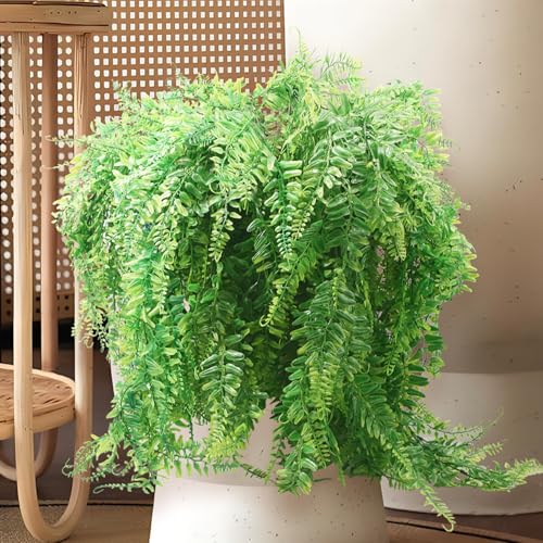Musdoney Artificial Plants Boston Ferns Fake Vines Hanging Ivy Decor Plastic Greenery for Wall Indoor Outdoor Hanging Baskets Wedding Garland Decor