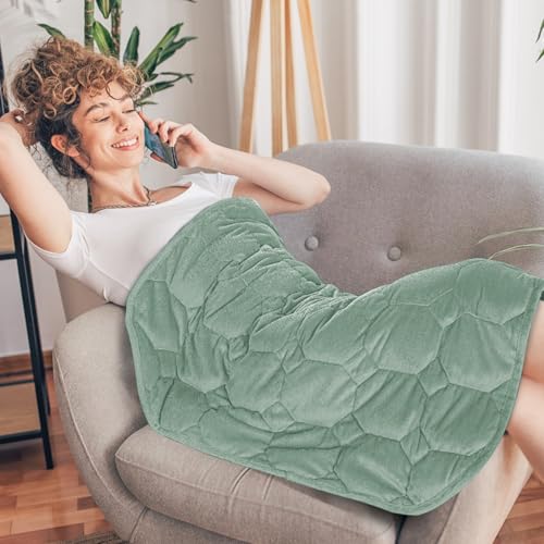 Image of Topblan Weighted Lap Blanket 7lbs for Adults, Small Weighted Blanket Throw for Napping, Relaxation, Calming and Travel, Skin Friendly & Machine Washable for All-Season Sleeping,Sage 24x29 inches