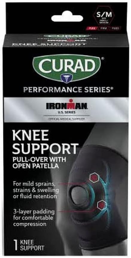Curad Performance Series IRONMAN Neoprene Pull-Over Knee Support with Open Patella, Universal, 1 Each