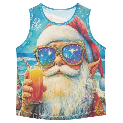 Boys Tank Top Shirts Beach Santa Clausee Snowflake Sleeveless T-Shirts Crew Neck for Kids Clothing Children