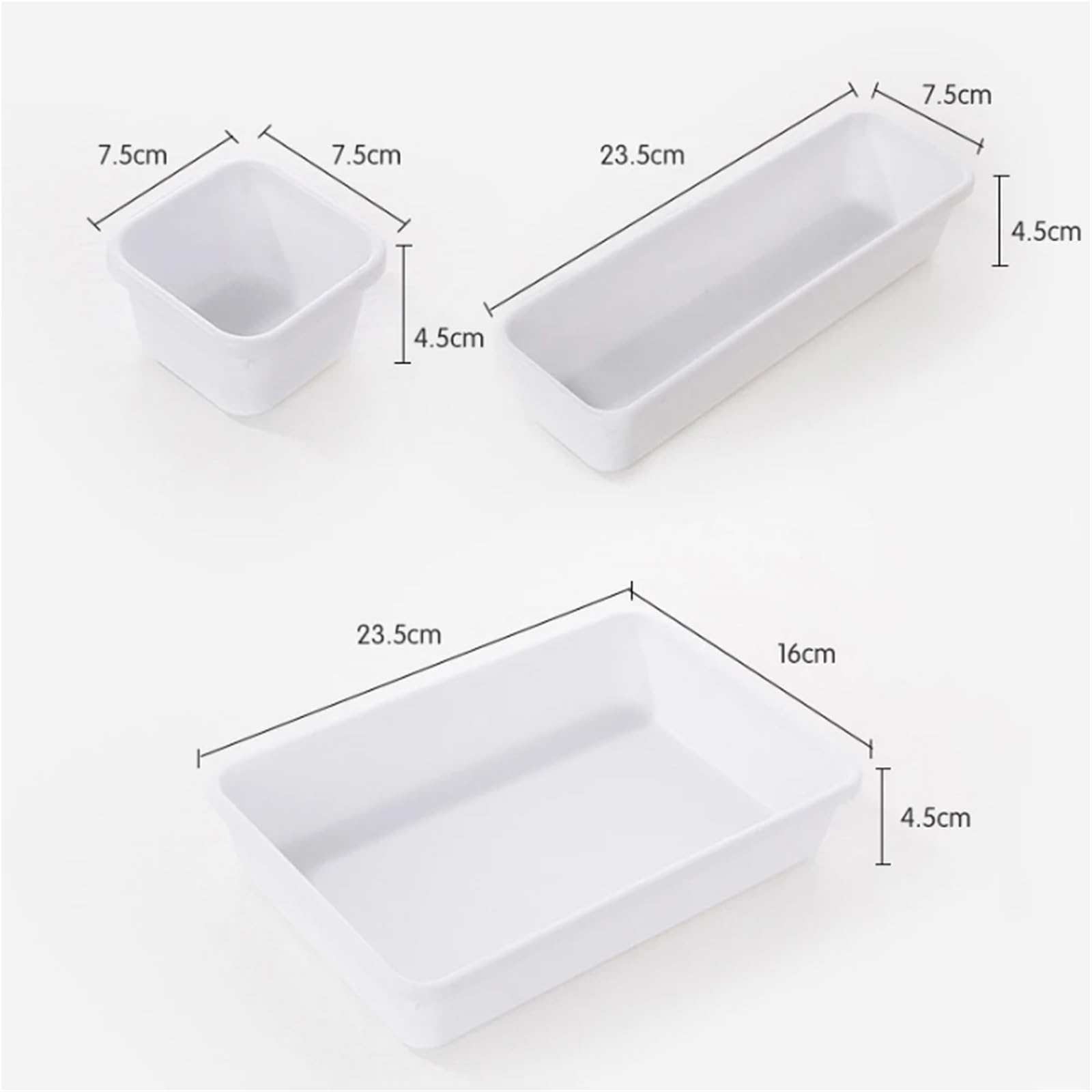 8 Stück verstellbare Schubladen-Organizer-Box-Tabletts Make-up-Kosmetik-Sonstiges-Teilerhalter Küche Badezimmer Schrank Schmuckschatulle Für Schminktisch(White)