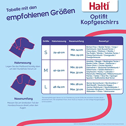 HALTI Optifit Kopfgeschirr, Größe Mittel - Verhindert, dass Ihr Hund an der Leine zieht, Einfache Anpassung, Leicht, mit gepolstertem Nasenriemen, Anti-Zug-Halsband für mittelgroße Hunde