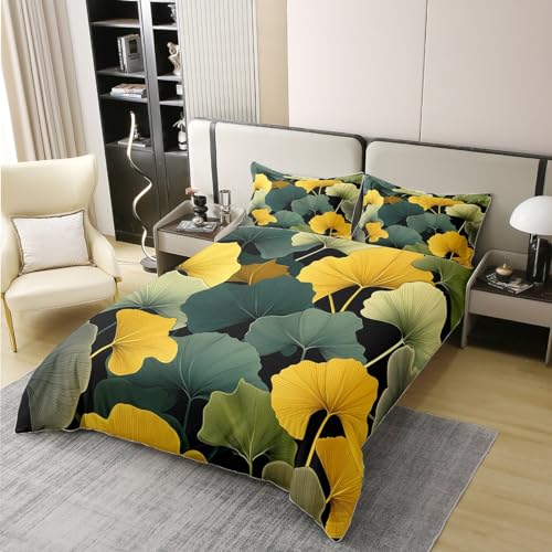 Parure de lit feuilles botaniques coton pour une chambre cocooning rustique