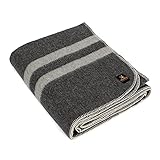 Thick Alpaca Wool Blanket Heavyweight for Camping Outdoors or Using Indoors | Soft Peruvian Alpaca Wool Blankets (Dark Gray -Soft Gray Stripes, King)
