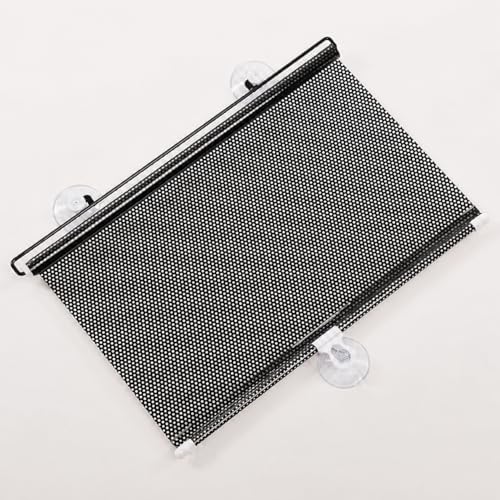 Image of Car Window Sun Shade Roller with UV Protection | Retractable Mesh Car Curtain with Suction Cups for Side Windows and Home Glass | Heat Shield Privacy Cover for Travel