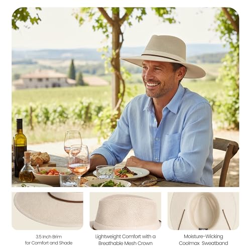 Image of Henschel Hats Aussie Breezer Grande Hat - Extra Wide-Brim Sun Hat for Men | Perfect Men's Summer Hat for Camping