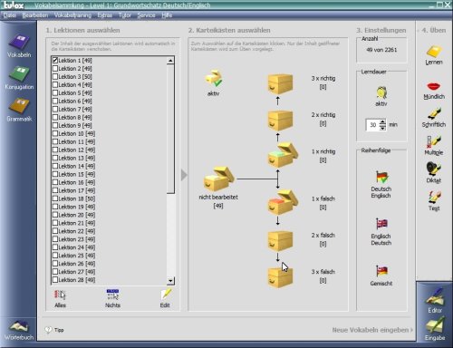 tulox Sprachtrainer Englisch - Vokabeltrainer, Konjugations- und Grammatiktrainer mit großem vertontem E-Großwörterbuch