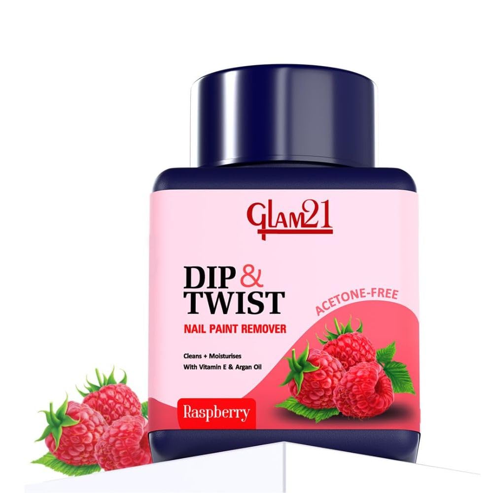Glam21 Dip & Twist Nail Polish Remover – Acetone-Free, Argan Oil & Vitamin E Infused, Quick Twist-Off Cleaner with Soft Sponge for Nourished, Healthy Nails | 80ml (Raspberry)-image-28