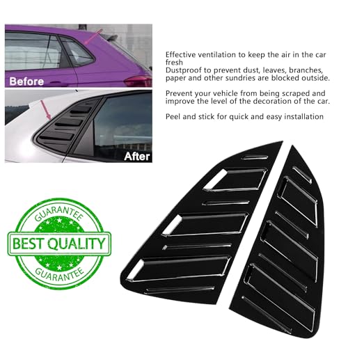 Image of KMH Rear Window Louvers Compatible with Volkswagen Polo || Sturdy ABS Air Vent Scoop Shades Cover, Car Accessories (Gloss Black) Set of 2 Pcs (Back Side Tape Not Included)