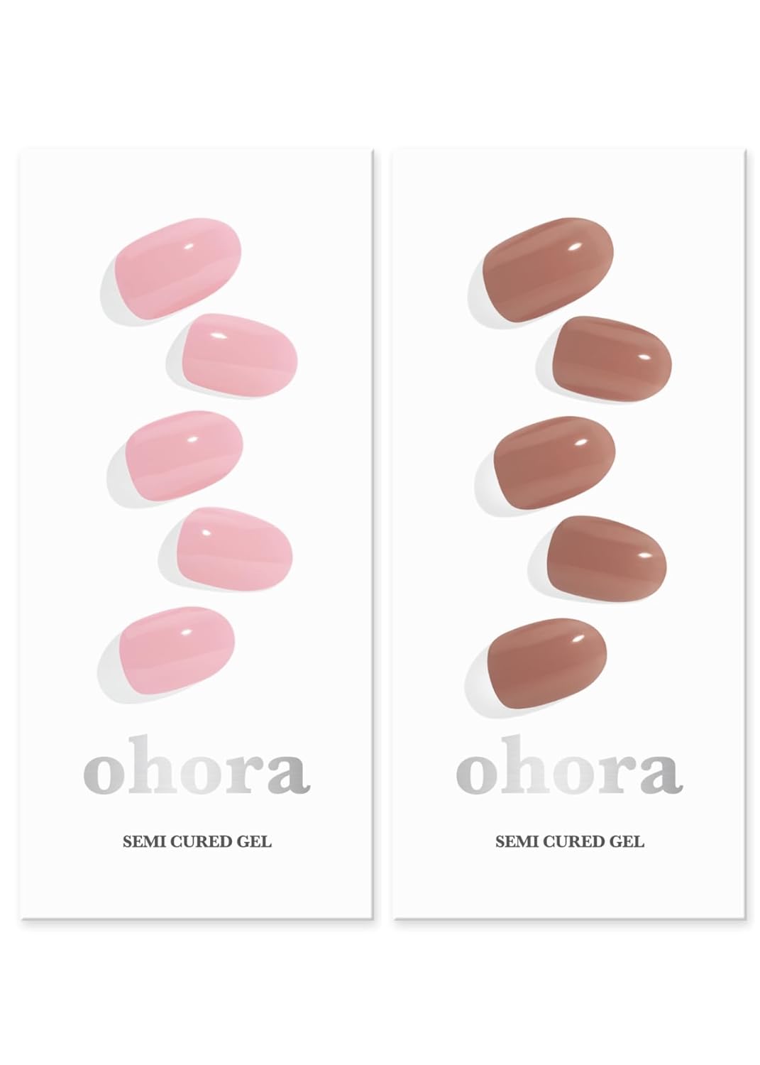 ohora Semi Cured Gel Nail Set of 2 (N Cream Pink & N Brick) - Professional Salon-Quality Nail Care