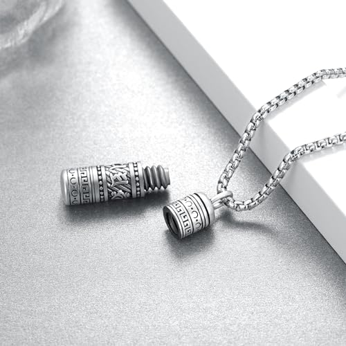 Tibetan Buddhism Meditation Urn Necklace for Ashes 925 Sterling Silver Buddha Ashes Necklace Buddhist Pendant Cremation Memory Jewelry for Men Women3