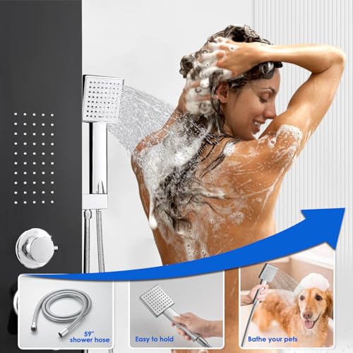 Image of ROVOGO Shower Panel Tower System with 4 Shower Modes, 46.5 inch, No Led Lights