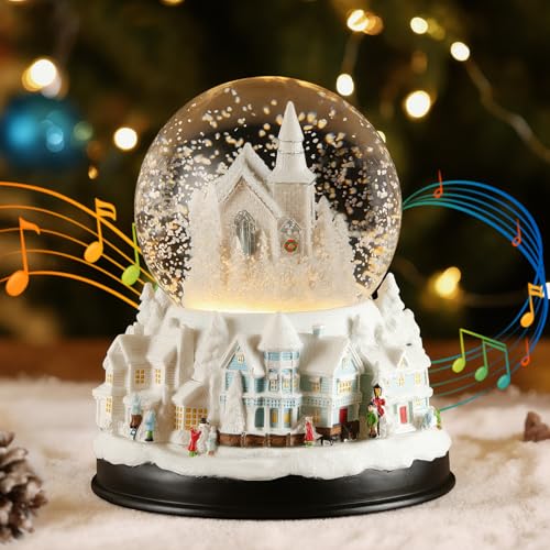 Lewondr Weihnachts-Schneekugel mit Musik und Licht, Stadt und Weißes...
