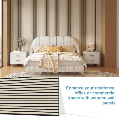 Image of Wood Slat Acoustic Wall Panels, Yellow Oak, 2 Pack, 47.2 x 23.6 in