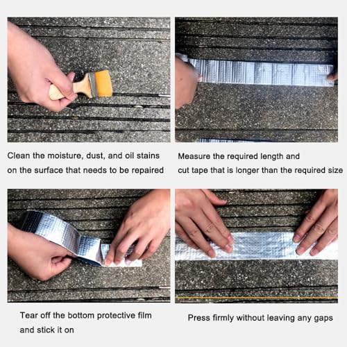 Image of Butyl Aluminum Foil Tape 2 inch x 16ft - Heavy Duty Waterproof Sealant for RV Roof, Boat, EPDM & Pipe Leak Repair | All-Weather Adhesive Tape for Windows, Glass, Metal Surfaces (Silver)