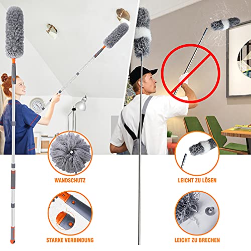 BABAN Staubmedel Telescoop, wasbaar, microvezel, stofwisser, stofbezem met buigbare extra lang, 40-180 cm telescoopstang… - Image 4