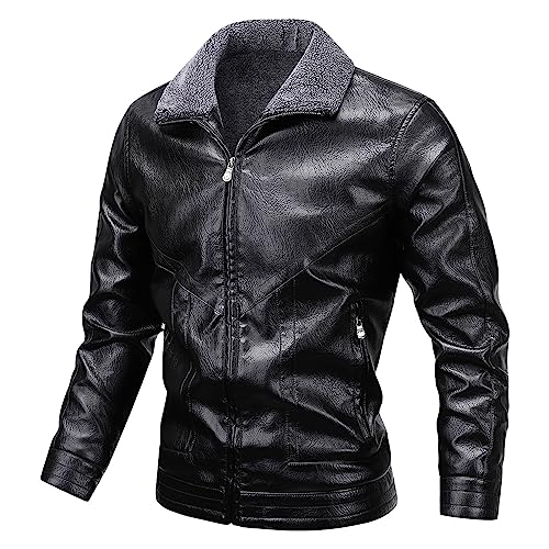 Chaqueta de cuero sintético para hombre con cuello alto miniatura 1