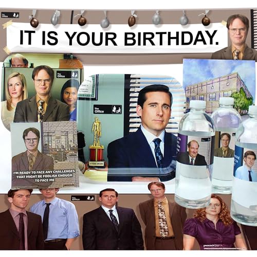 The Office (Standard Pack for 8) Party Kit: Dunder Mifflin Party Planning Committee Approved Party Pack: Paper Plates Napkins Table Covers Dwight Schrute Michael Scott and More!