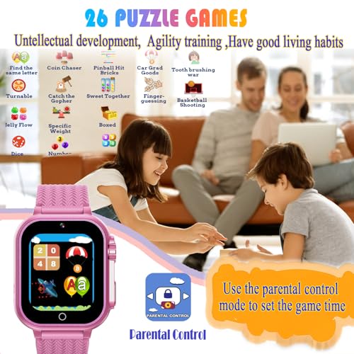 Goodatech-Kids-Smart-Watch-For-Boys-Girls-15-Smartwatch-with-26-Puzzle-GamesHD-CameraVideo-Music-PlayerPedometerFlashlightAudio-Book-etc-Aluminum-Case-and-Sport-Band-Pink