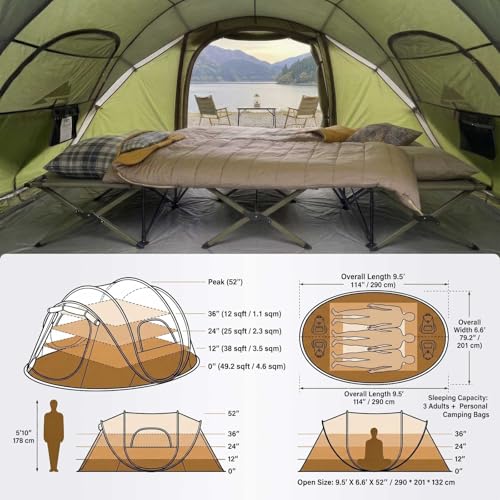 4/6 Person Easy Pop Up Tent, Waterproof, Automatic Setup,2 Doors-Instant Family Tents for Camping, Hiking & Traveling image 2