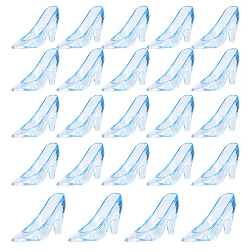 ZYFLSQ Glass Slipper Cinderella Shoes 24 Pieces Mini Plastic Cinderella Slippers 3.5 Inch Glass Heels Princess for Wedding Birthday Party Table Favors Decoration (Blue)