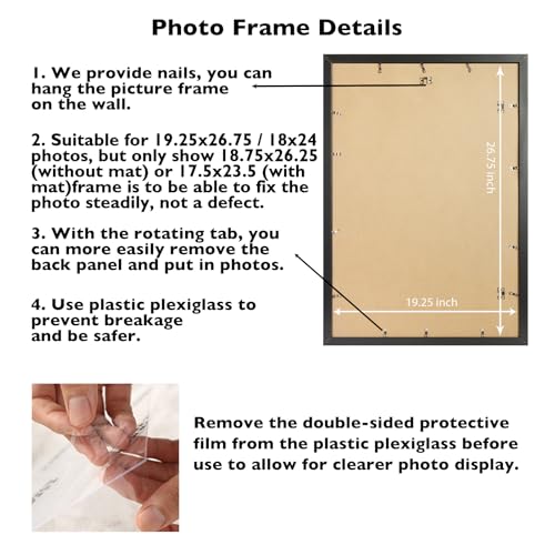 Image of JCJMY 19.25x26.75 Puzzles Frame Black, Display 18x24 with Mat or 19.25 x 26.75 without, Wall Hanging 19.25 by 26.75 Picture Frame for Poster Photo Canvas Picture Puzzles, Black