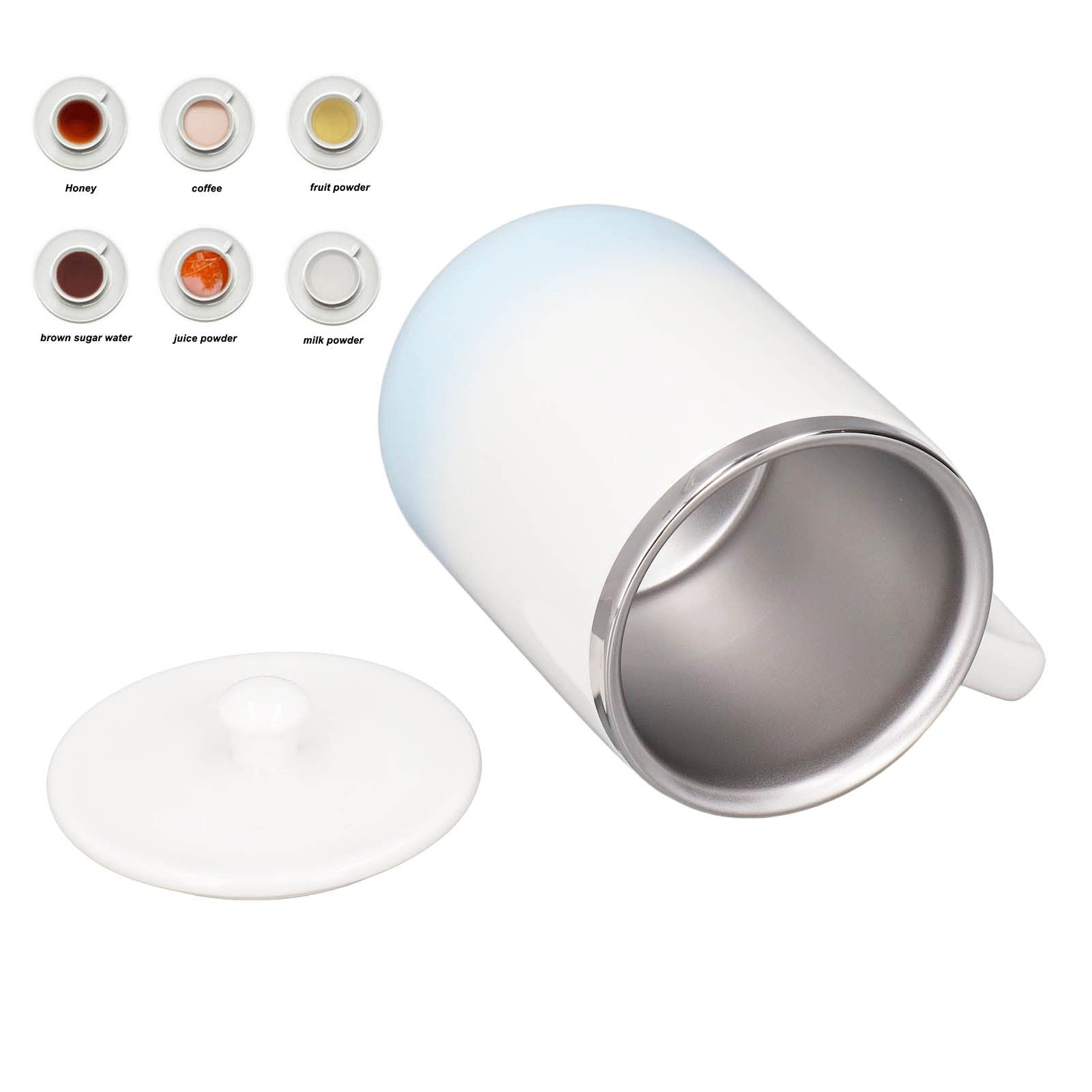 Tnfeeon Taza de Mezcla Eléctrica, Taza de café Agitadora Eléctrica Recargable, Termo de café, Tazas de café Adecuadas para café, Leche, Cacao y Otras Bebidas