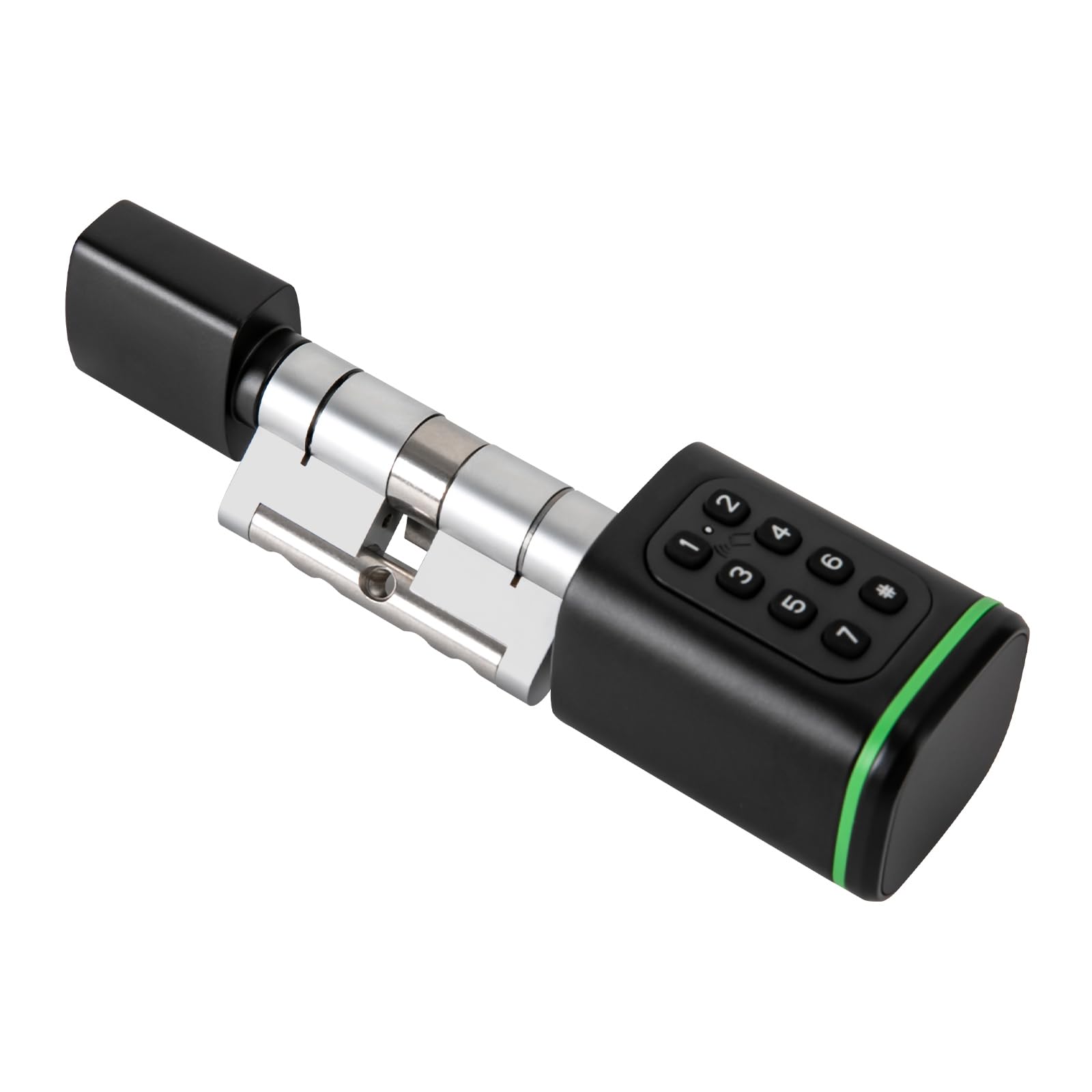 Elektroniczny cylinder zamka szyfrowego do domu, cztery metody odblokowania, stopień ochrony IP: IP5x, złącze ładowania micro typu C do drzwi o grubości 1,4-1,8" i europejskiego standardowego otworu