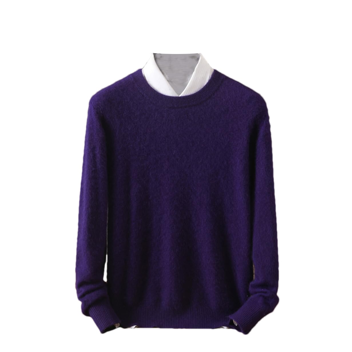 Pull en Cachemire à Col Rond pour Hommes Couleur Unie Chaud Classique Hauts Tricotés Doux