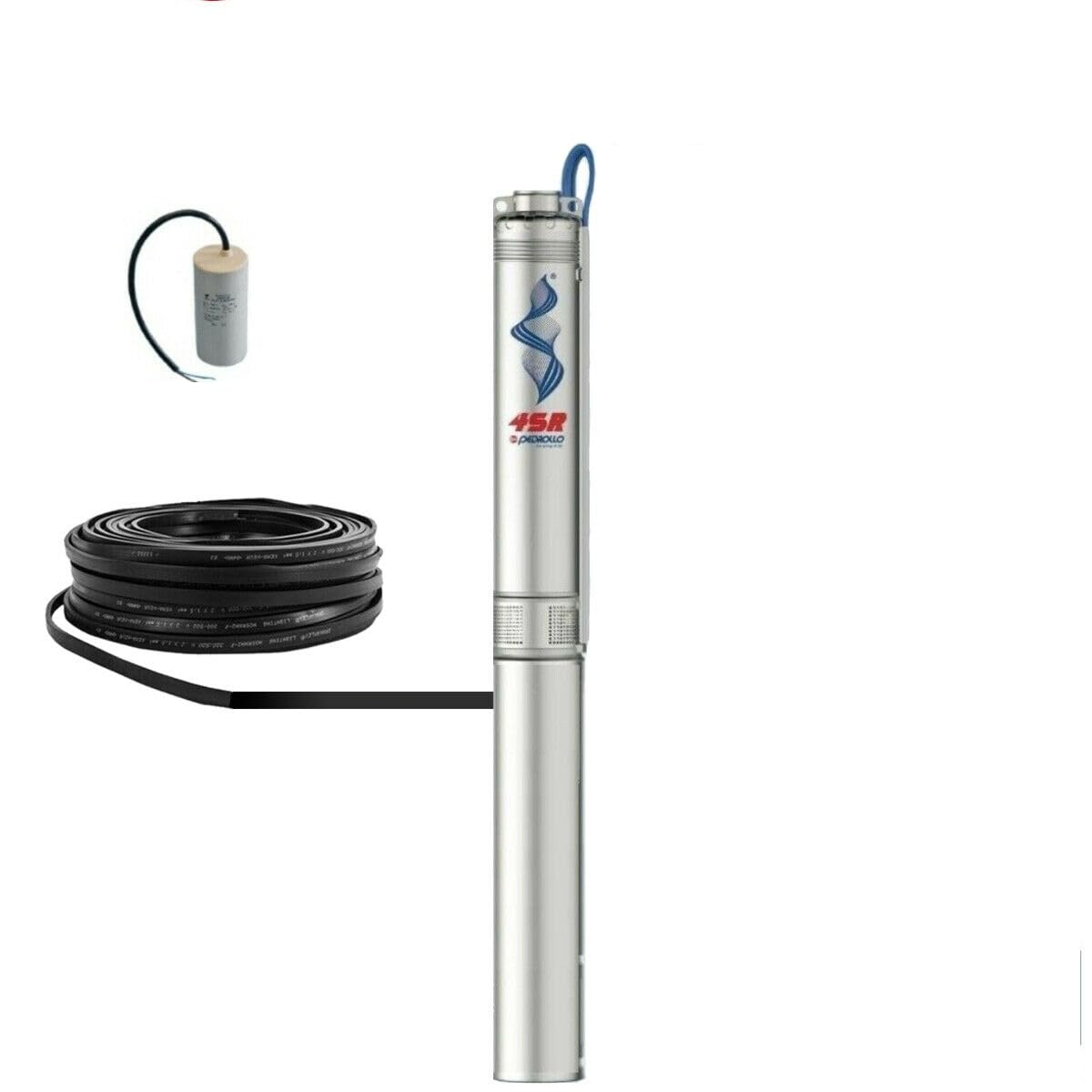 4SR4/8 POMPA COMPLETA SOMMERSA X POZZI 4" PEDROLLO 4SR4M/8 HP1 100LT/MIN 6.4BAR (V230+CAVO 15MT+CONDENSATORE)