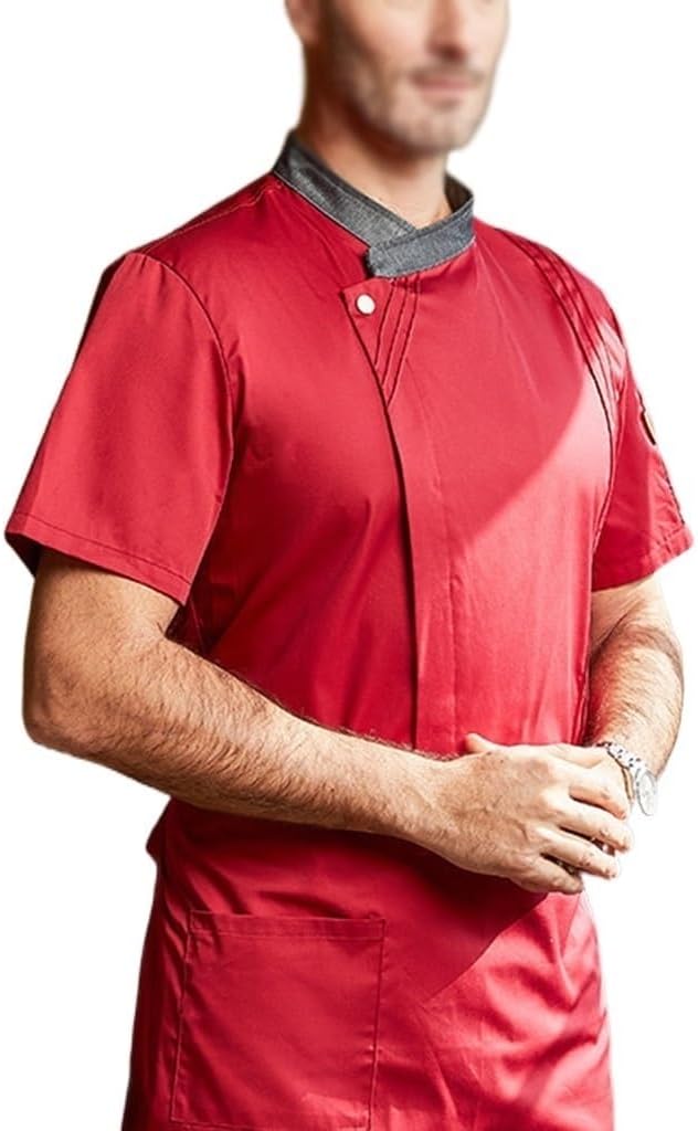 Chef Catering Uniform Unisex Chef Coat Short Sleeve Work Shirt Kitchen Cooking Jacket for Food Service