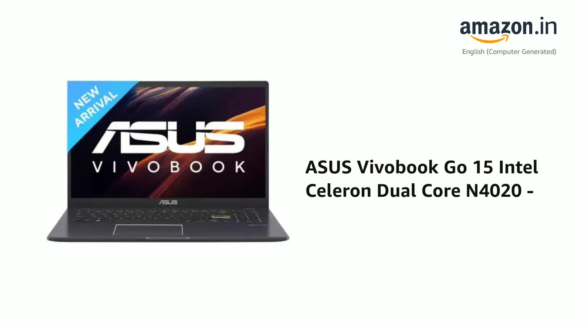 ASUS Vivobook Go 15 Intel Celeron Dual Core N4020 - (8 GB/512 GB
