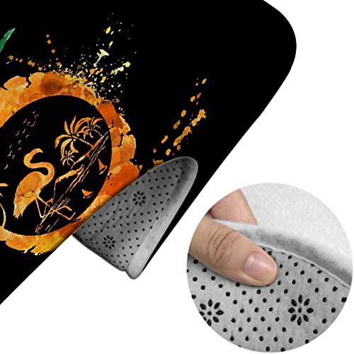 Badezimmerteppich-Set, 3-teilig, Kiefern- und Sommerflamingos und Ozean-Strandleben, waschbare Badeteppiche, rutschfest, mit Rückenpolster, Konturteppich und Toilettendeckelbezug – Bild 5