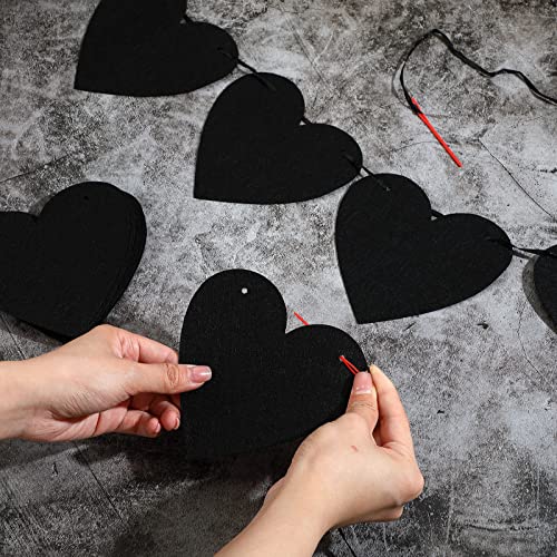 Colarr 4 Pack Black Felt Heart Garland Banner Gothic Decor Black Heart Banner Black Party Decorations Goth Farewell Wedding Anniversary Party Decorations Heart Garland Felt Valentines Garland #TOP5
