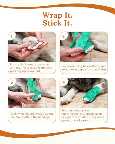 FriPuP Self Adhesive Bandage Wrap - Vet Wrap for Dogs No Chew - Medical Cohesive Bandage Wrap for Wound Care, Paw Care, First Aid, Vet Tape for Pet Horses Cat Birds (2 Inch, 8 Rolls, 8 Colors)