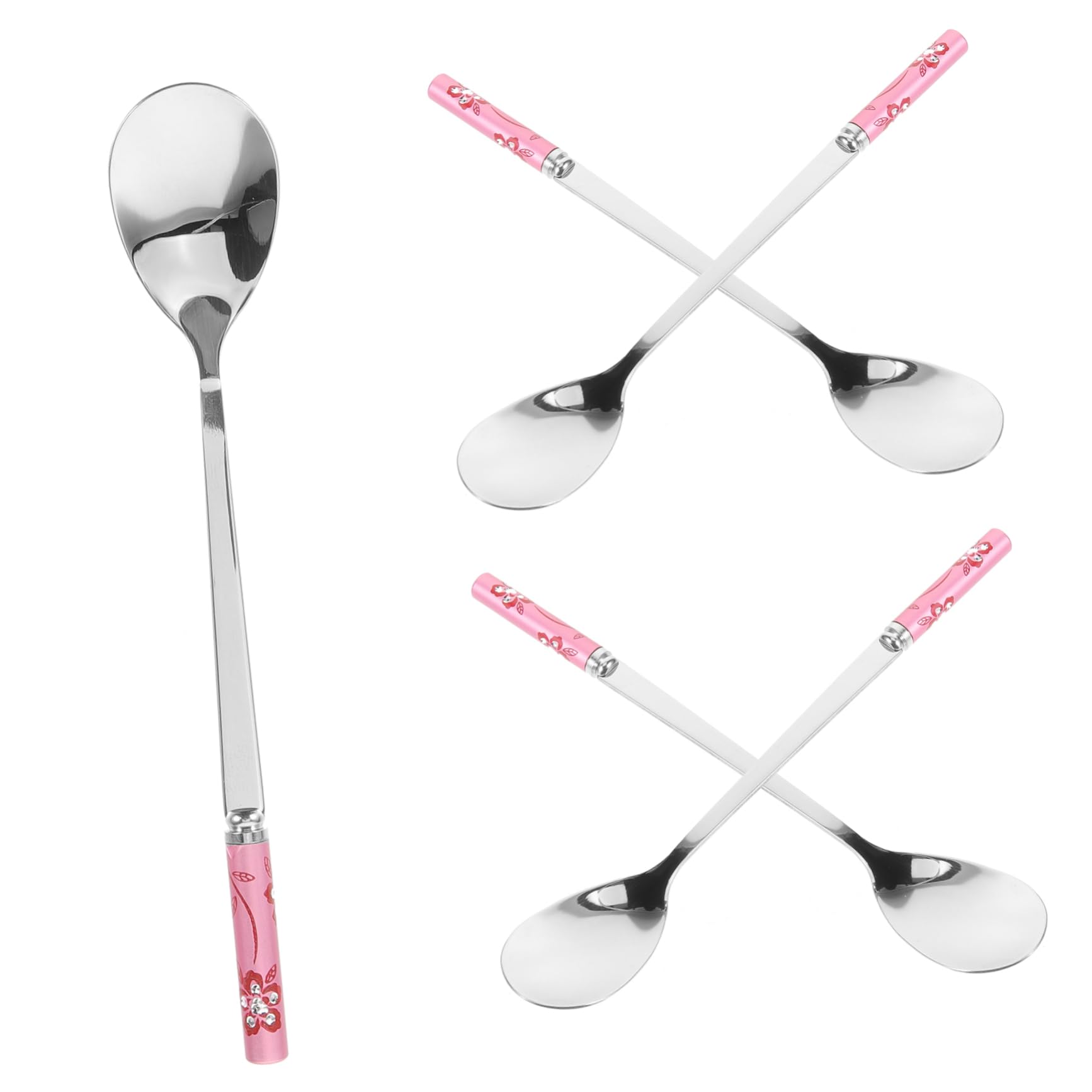 TOYANDONA 3 Series Cuchara De Comedor Portátil Cuchara Para Helado Forma Pequeño Cucharadas Café Exprés Cuchara De Café Cucharas De Agitación De Acero Inoxidable Postres Rosa 5 Piezas X 3