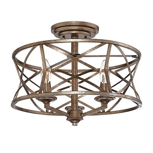 Millennium 2173-Vg Three Light Semi-Flush Ceiling Mount, Gold, Champ, Gld Leaf #TOP19