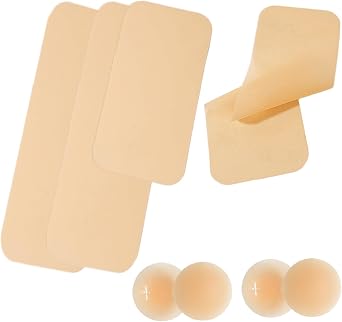 Silicone Boob Tape for Breast Lift & Push Up, Reusable Invisible Adhesive Tape with 4 Nipple Covers for A-G Cup